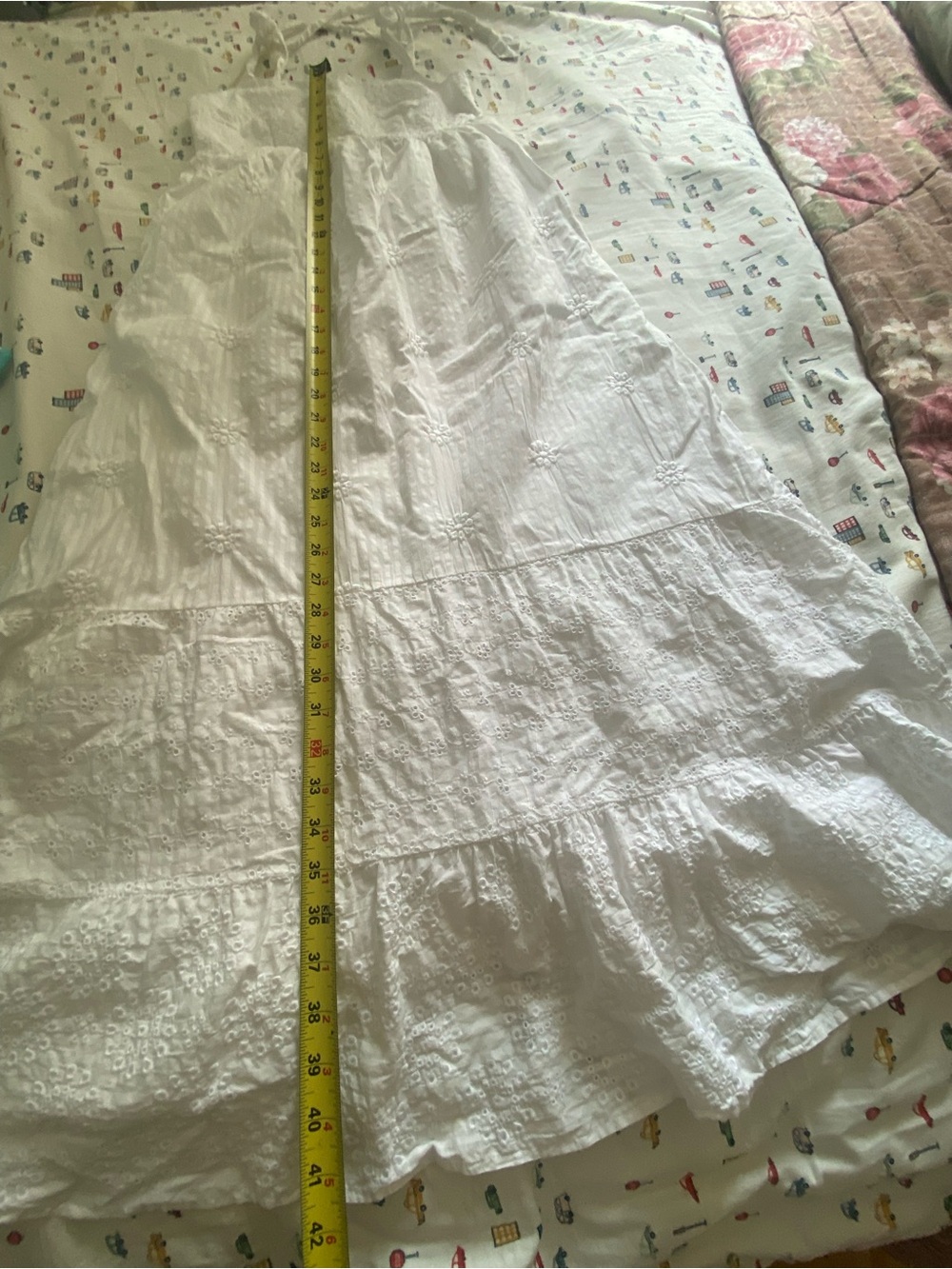 American Eagle Outfitters White Eyelet Tiered Maxi Dress